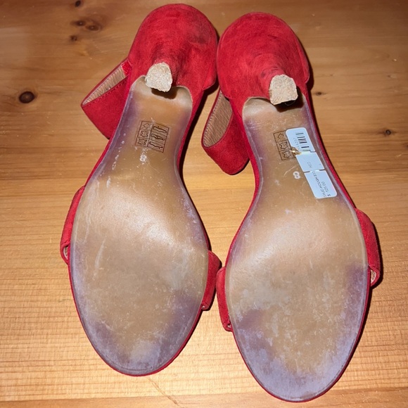 Jeffrey Campbell Red Suede Foxtrot Heeled Sandal Sz 8 - Picture 6 of 11